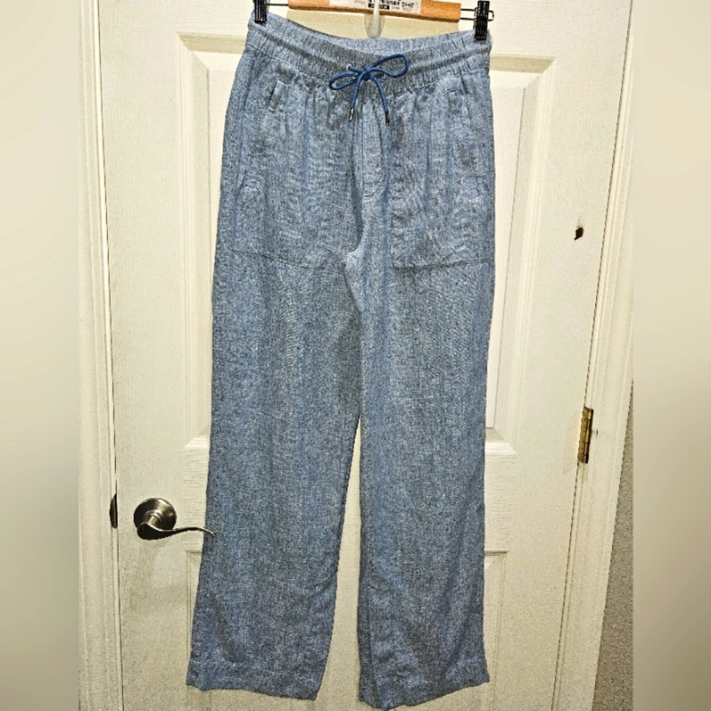 Athleta Light Blue Wide-Leg Drawstring Pants